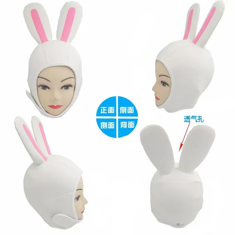 Tooke 3mm Diving Hood OS with Velcro-White Rabbit with Long Ears.